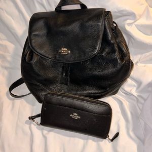 Coach backpack purse and matching wristlet wallet